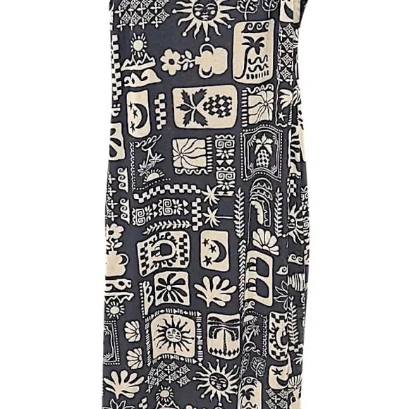 See You Monday Black and Cream Maxi Dress LARGE pit to pit 15in length 52in - Picture 7 of 7